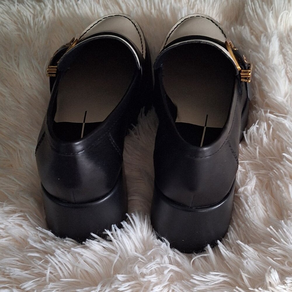 Dolce Vita Black and Cream Two-Tone Buckle Loafers - Picture 5 of 6